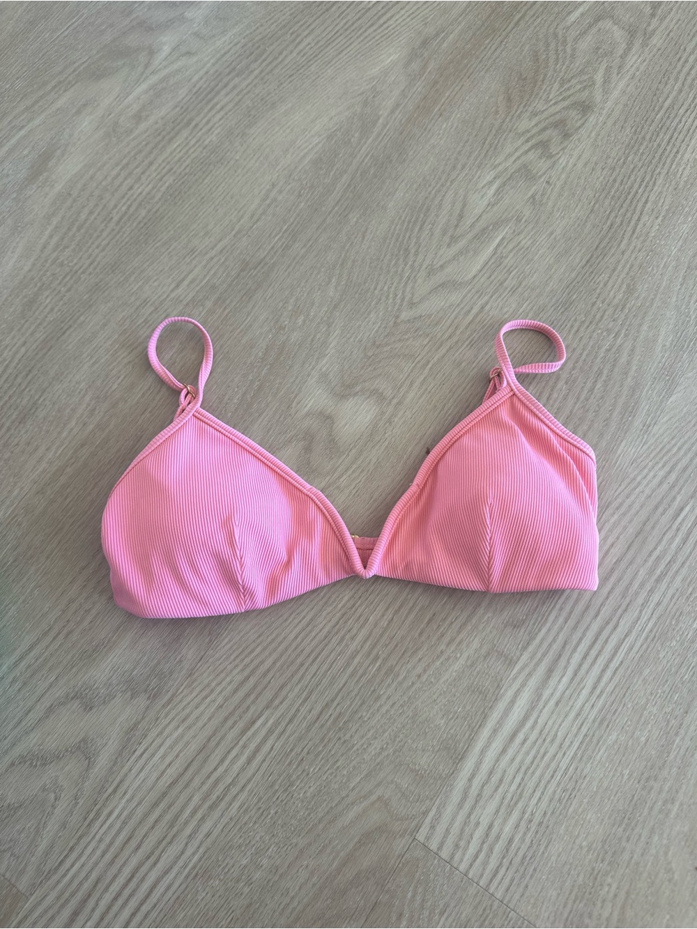 l*space Pink Ribbed Triangle Bikini Top